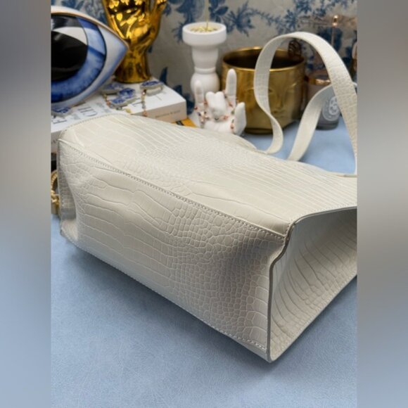 🆕 TED BAKER 🧿 NWOT REPTCON White Croc-Embossed Small Icon Tote Bag - Picture 14 of 15